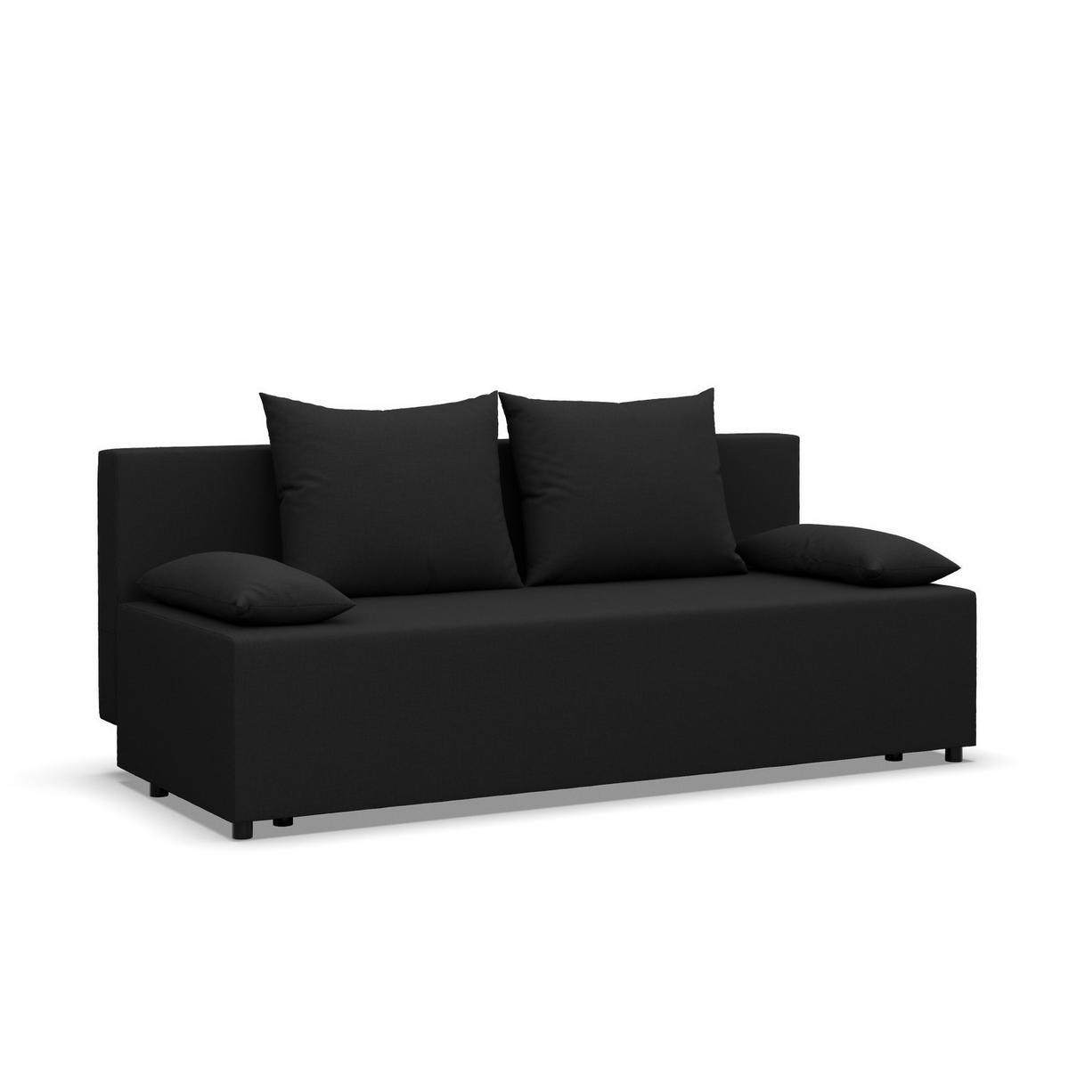 SOFA 3-SITZER MIT SCHLAFFUNKTION FERMO Schwarz - Schwarz, Textil (92/95/191cm) - Mebligo