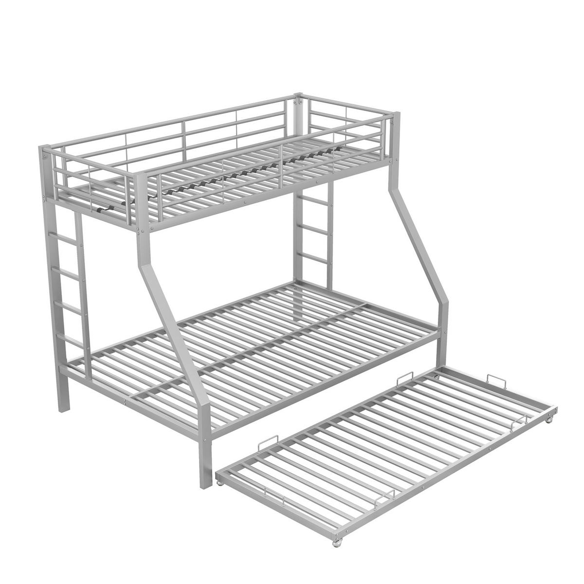 ETAGENBETT aus Metall 90/140x200 cm in Silber mit Ausziehbett - Silberfarben, Metall (90/190cm) - Modfu