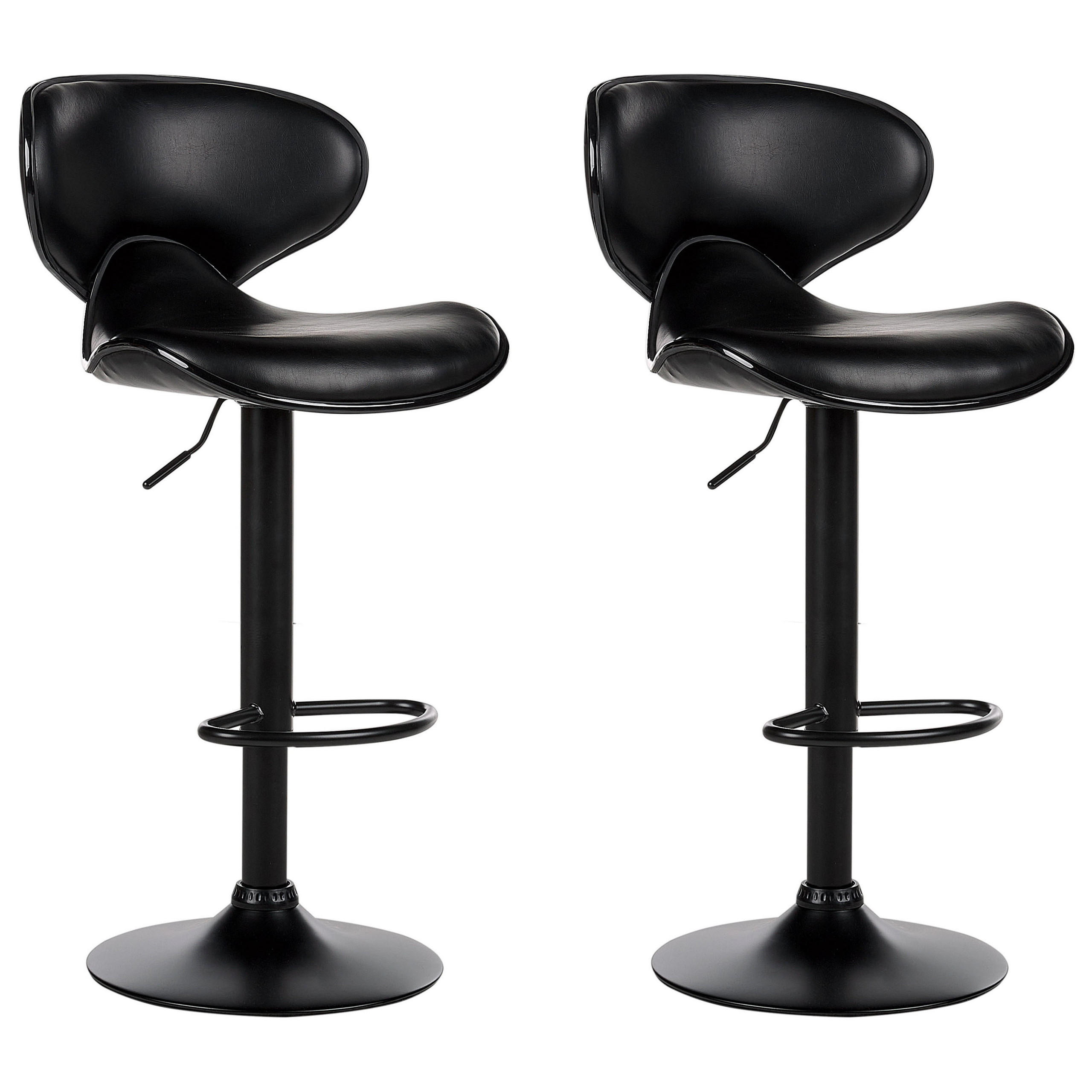 BARHOCKER 2er-Set Kunstleder schwarz höhenverstellbar Conway - Schwarz, Kunststoff (46/87/50cm) - Beliani