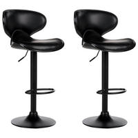 BARHOCKER 2er-Set Kunstleder schwarz höhenverstellbar Conway - Schwarz, Kunststoff (46/87/50cm) - Beliani