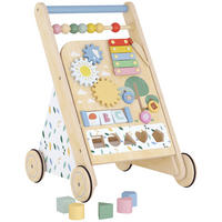 BABY-LAUFLERNWAGEN Mehrschichtplatte Kautschukholz Naturholz Weiß - Naturfarben, Holz (32.4/46/34.5cm) - AIYAPLAY