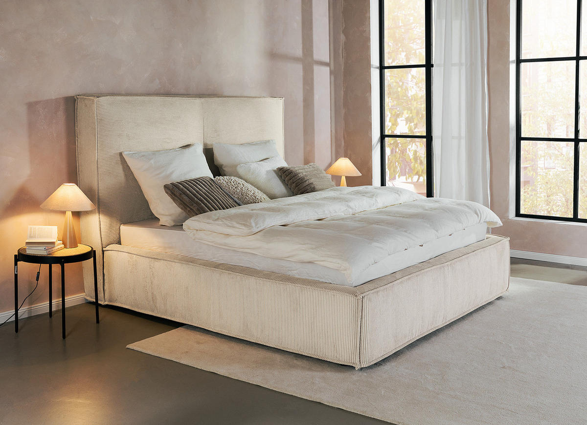 POLSTERBETT - Creme, Textil (180/200cm) - home24