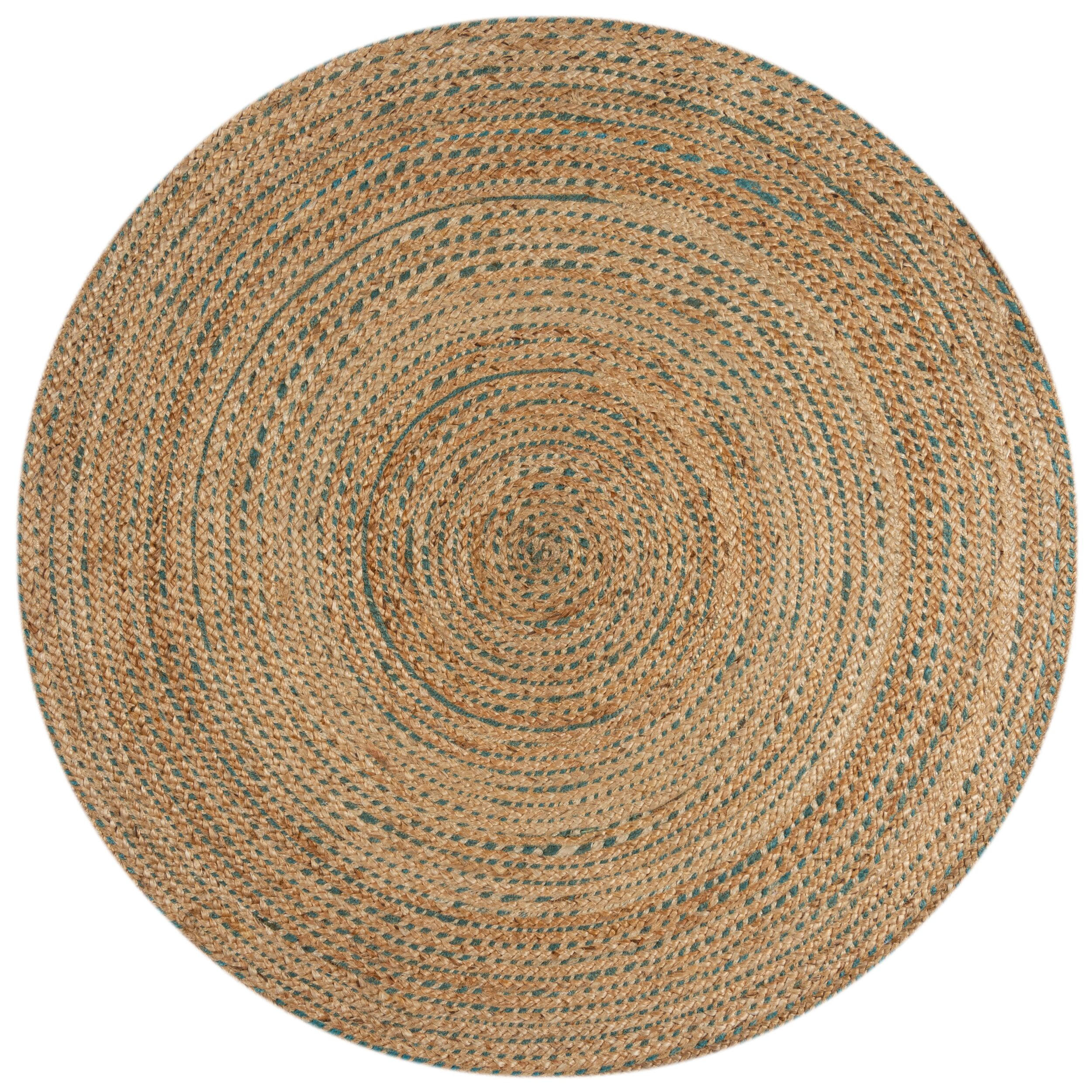 TEPPICH Jute in Naturtönen, handgewebt EDEN, Braun-Blau 180x180 cm - Blau/Braun, Naturmaterialien (180/180cm) - KADIMA DESIGN