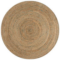 TEPPICH Jute in Naturtönen, handgewebt EDEN, Braun-Blau 180x180 cm - Blau/Braun, Naturmaterialien (180/180cm) - KADIMA DESIGN