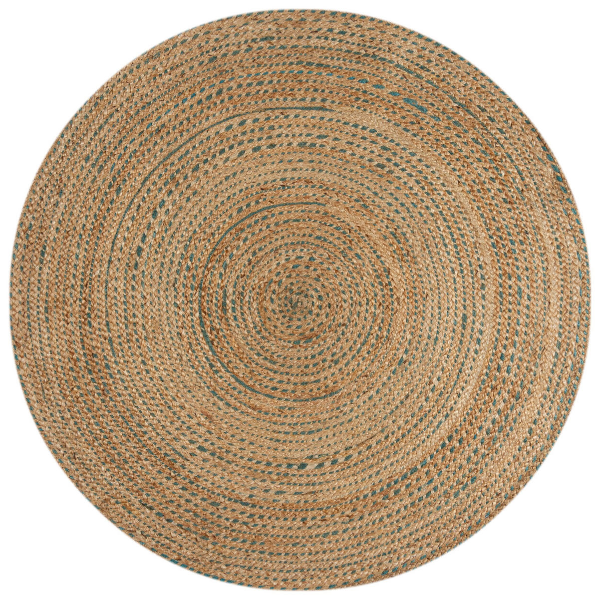 TEPPICH Jute in Naturtönen, handgewebt EDEN, Braun-Blau 180x180 cm - Blau/Braun, Naturmaterialien (180/180cm) - KADIMA DESIGN
