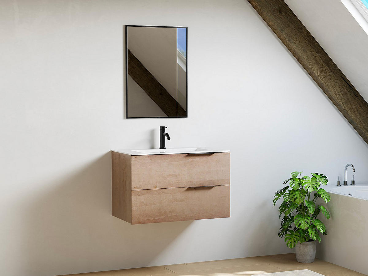 EINZELWASCHTISCH - 80 cm x 46 cm - Holz, Platte - Naturfarben Hell - NISAYA - Naturfarben, Holz (80/50/46cm) - Vente-Unique