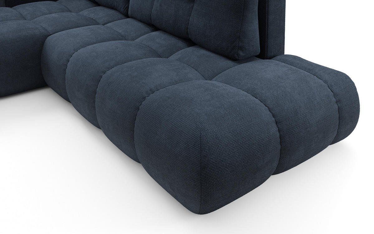 ECKSOFA DUCA L-S Dunkelblau Chenille mit Schlaffunktion - Dunkelblau, Holz (266.5/266.5cm) - MASSENO