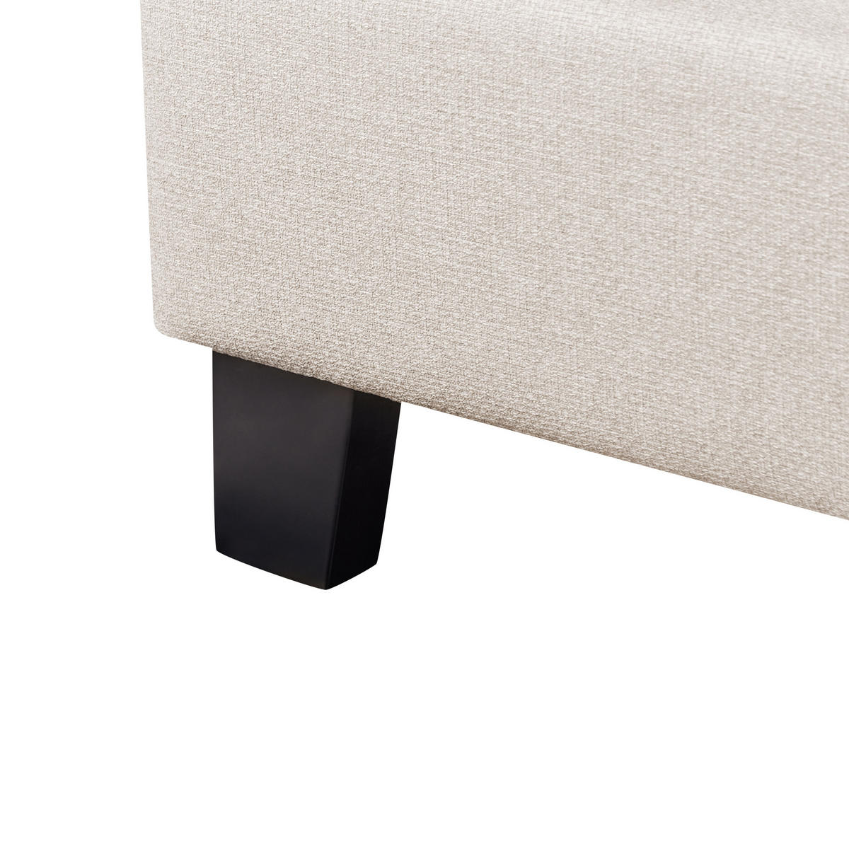POLSTERBETT Beige-Dunkler Holzfarbton 90-200 cm Roanne - Beige/Dunkelbraun, Textil (90/200cm) - Beliani