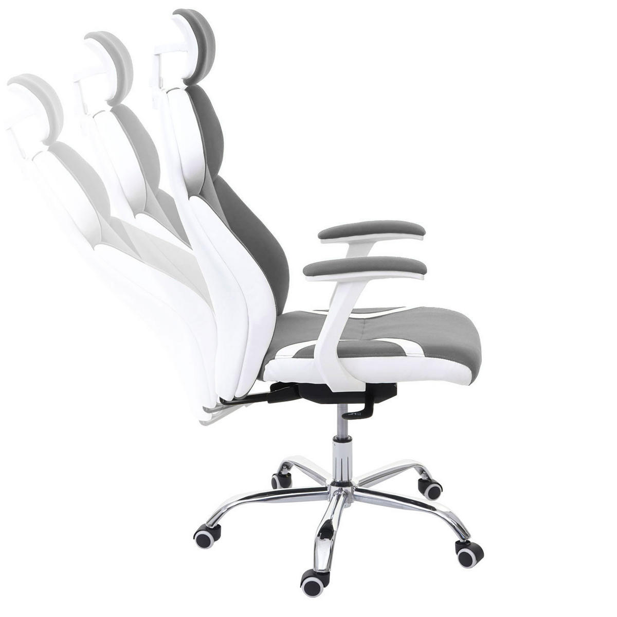 BÜROSTUHL Grau, Weiß - Weiß/Grau, Textil (63/134/92cm) - MCW