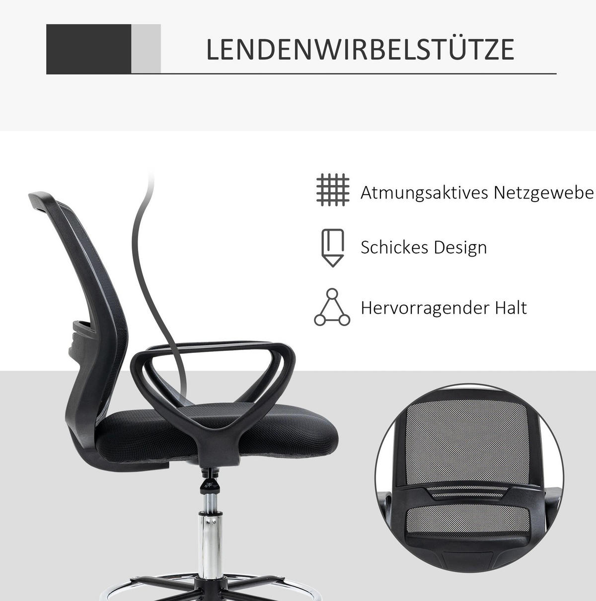 DREHSTUHL 68/100/66 cm Schwarz aus Plastic höhenverstellbar - Schwarz, Kunststoff (60/126/59cm) - OKMYHOME