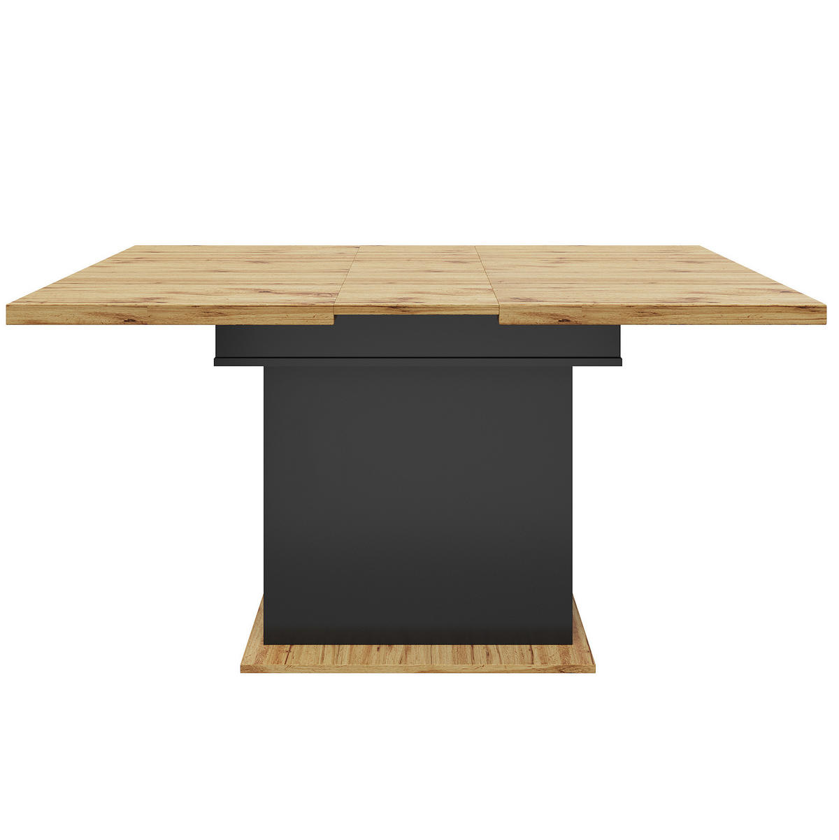 ESSTISCH 110-140/80/75 cm in Schwarz/Natur mit LED-Beleuchtung und Stauraum - Schwarz, Holzwerkstoff (110/80/75cm) - Flora Grace