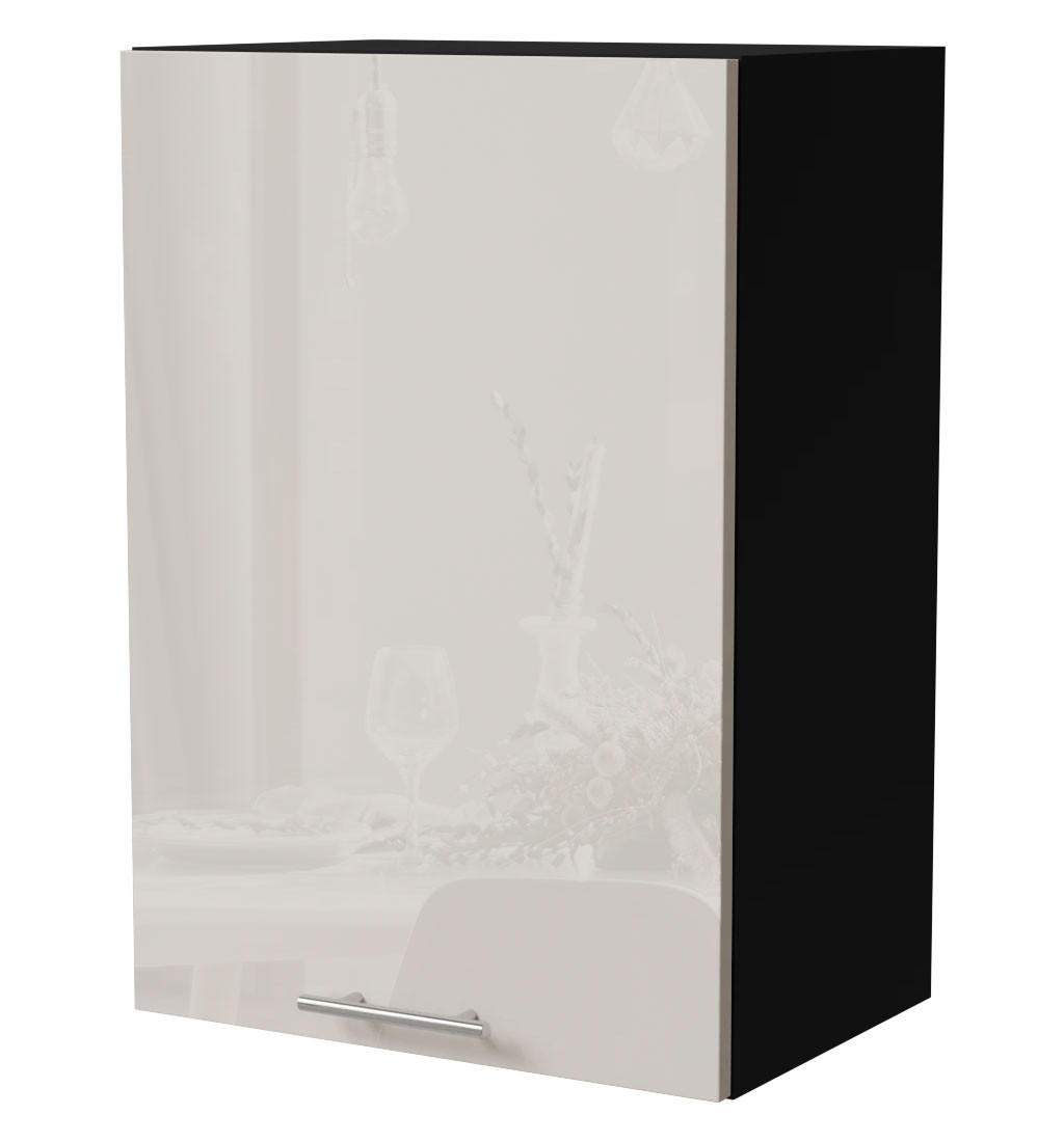 HÄNGESCHRANK Brerra W2/50 Schwarz / RAL 9001 creme Hochglanz 50 / 32,5 / 72cm - Creme/Schwarz, Holz/Holzwerkstoff (50/72/32.5cm) - Feldmann-Wohnen