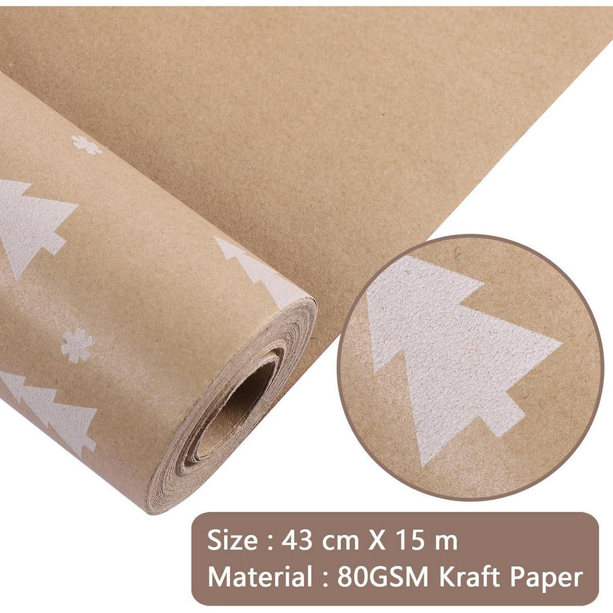 GESCHENKPAPIER Rolle 43 cm x 15 m Schneeflocke Design - Braun, Papier (43/1/1500cm)