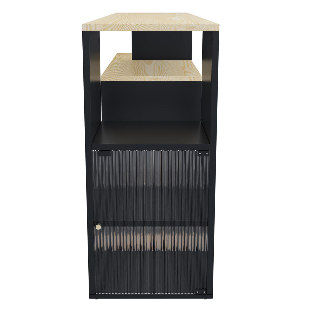 BARTISCH 155/100/90 cm mit Stauraum in Schwarz–ausziehbar und drehbar - Schwarz, Holzwerkstoff (155/100/90cm) - BEAOK