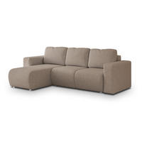 ECKSOFA RINOVA Beige Geflochtener Stoff mit Schlaffunktion - Beige, Holz (250/143cm) - MASSENO