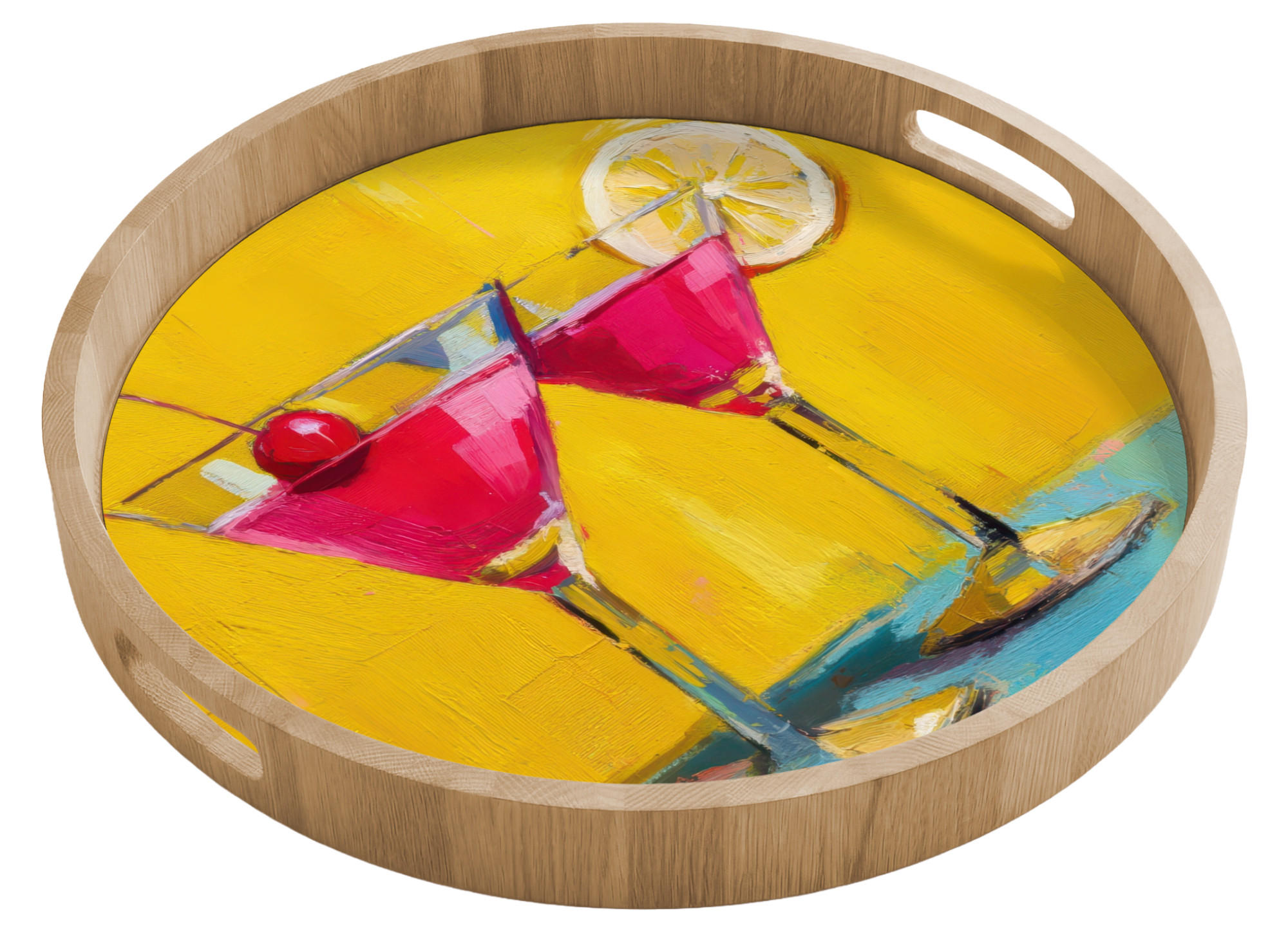 OnlyWow SERVÍROVACÍ PODNOS Sklenice - Koktejl - Citron - Třešeň 50x50 cm