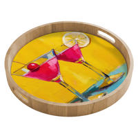 SERVÍROVACÍ PODNOS Sklenice - Koktejl - Citron - Třešeň 50x50 cm - žlutá, dřevo (50/5/5cm) - OnlyWow