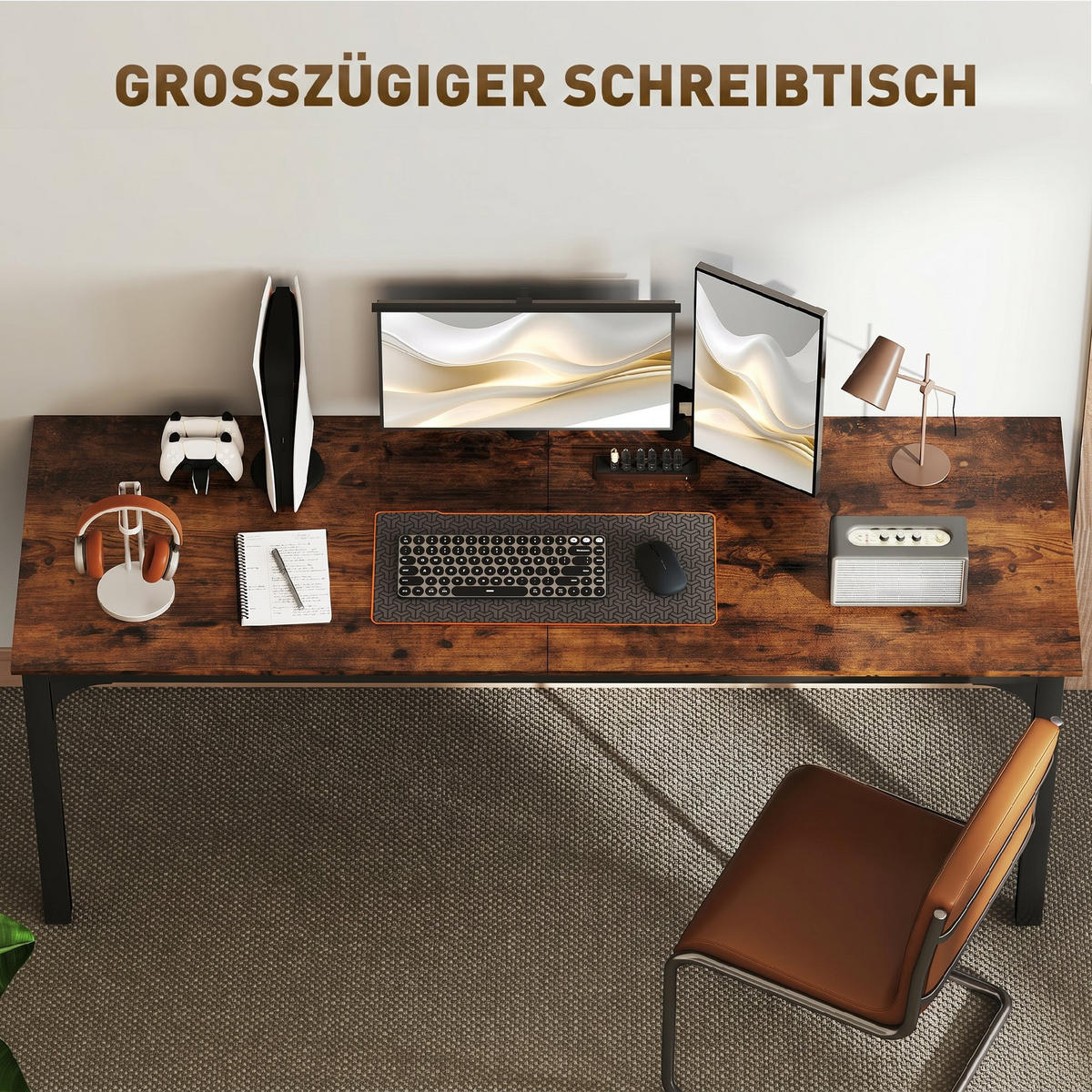 SCHREIBTISCH Rostfarben 60.0/200.0/75.0 cm - Rostfarben, Holzwerkstoff (60/200/75cm)