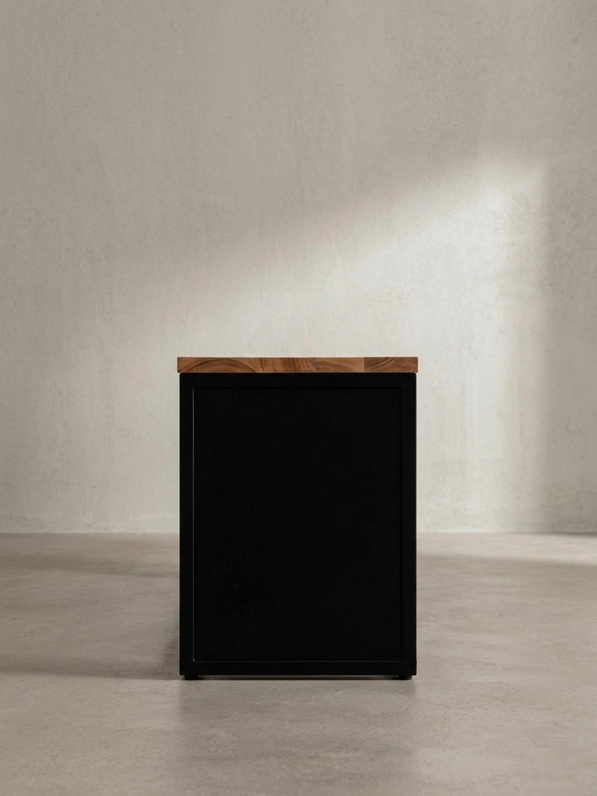 SITZBANK – Akazie Massivholz/Steinoptik, 120x45x35 cm, Metallgestell - Schwarz/Braun, Holz/Metall (120/45/35cm) - KADIMA DESIGN