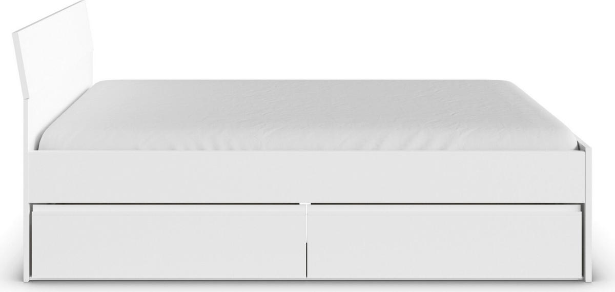 JUGENDZIMMER Joel in Weiß 4 teilig – mit 4türigem Kleiderschrank mit Spiegel, 140er Jugendbett, Nachttisch und Kommode - Weiß, Holzwerkstoff (80/200/120cm)