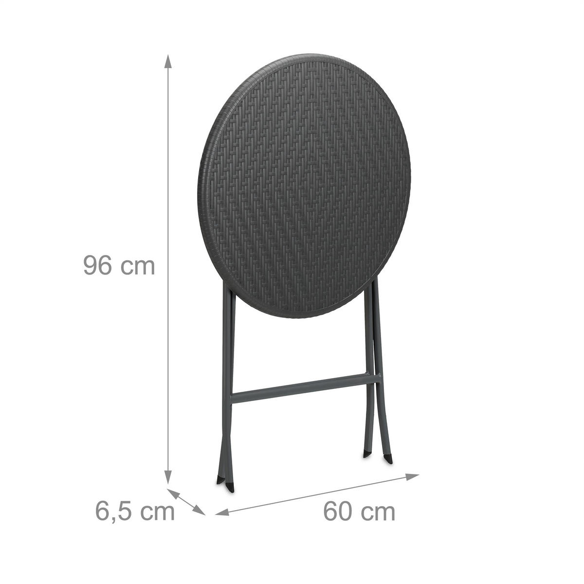 GARTENTISCH - Grau, Kunststoff/Metall (60/60/75cm) - Relaxdays