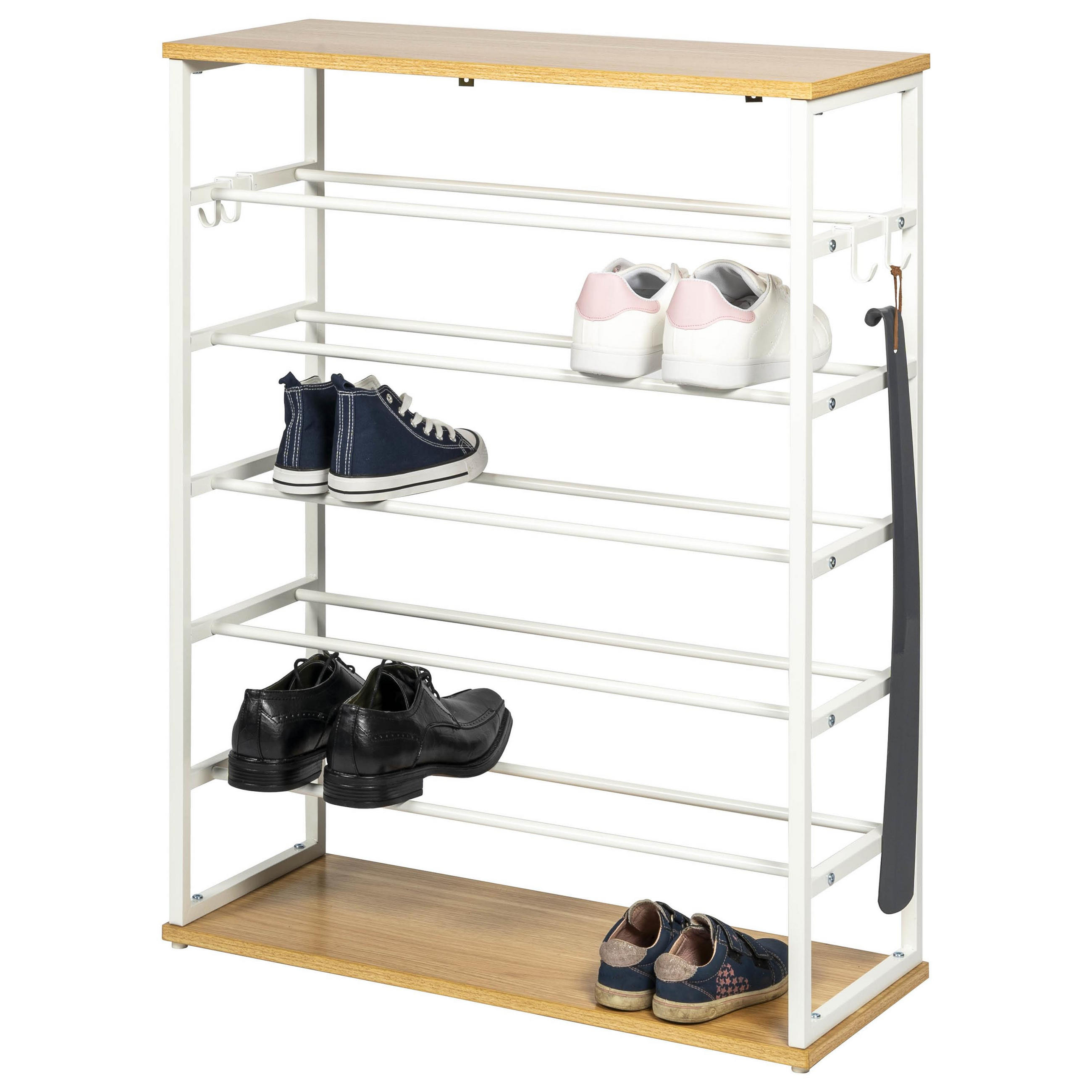 SCHUHREGAL, 18 Paar Schuhe, weiß - Weiß, Metall (70/90/28cm) - eluno