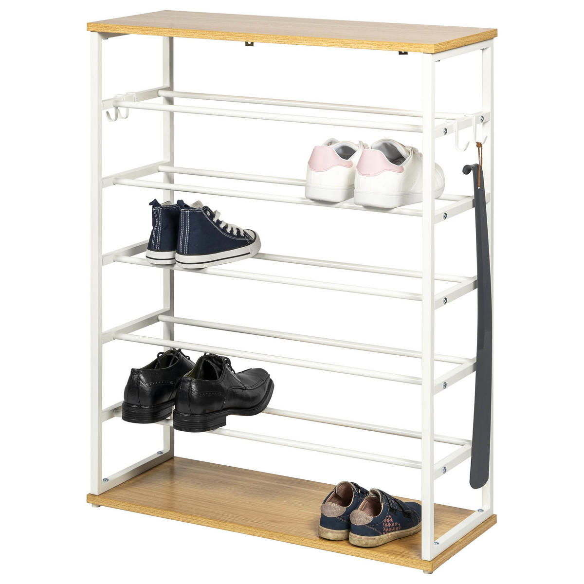 SCHUHREGAL, 18 Paar Schuhe, weiß - Weiß, Metall (70/90/28cm) - eluno