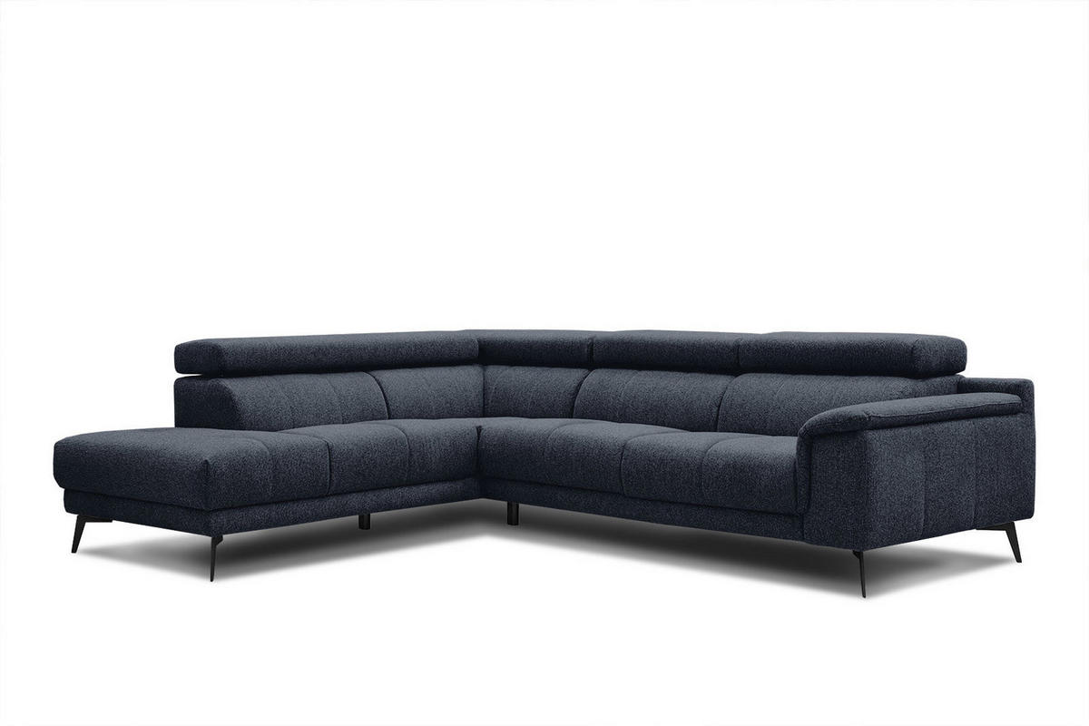 ECKSOFA FIERO 5-Sitzer, dunkelblau - Schwarz/Dunkelblau, Holzwerkstoff/Textil (158/269cm) - Courtois Laville