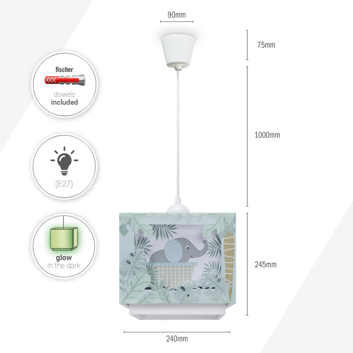 PENDELLEUCHTE Greta Pd Zoo - Weiß, Kunststoff (24/24/24.5cm) - Paco Home