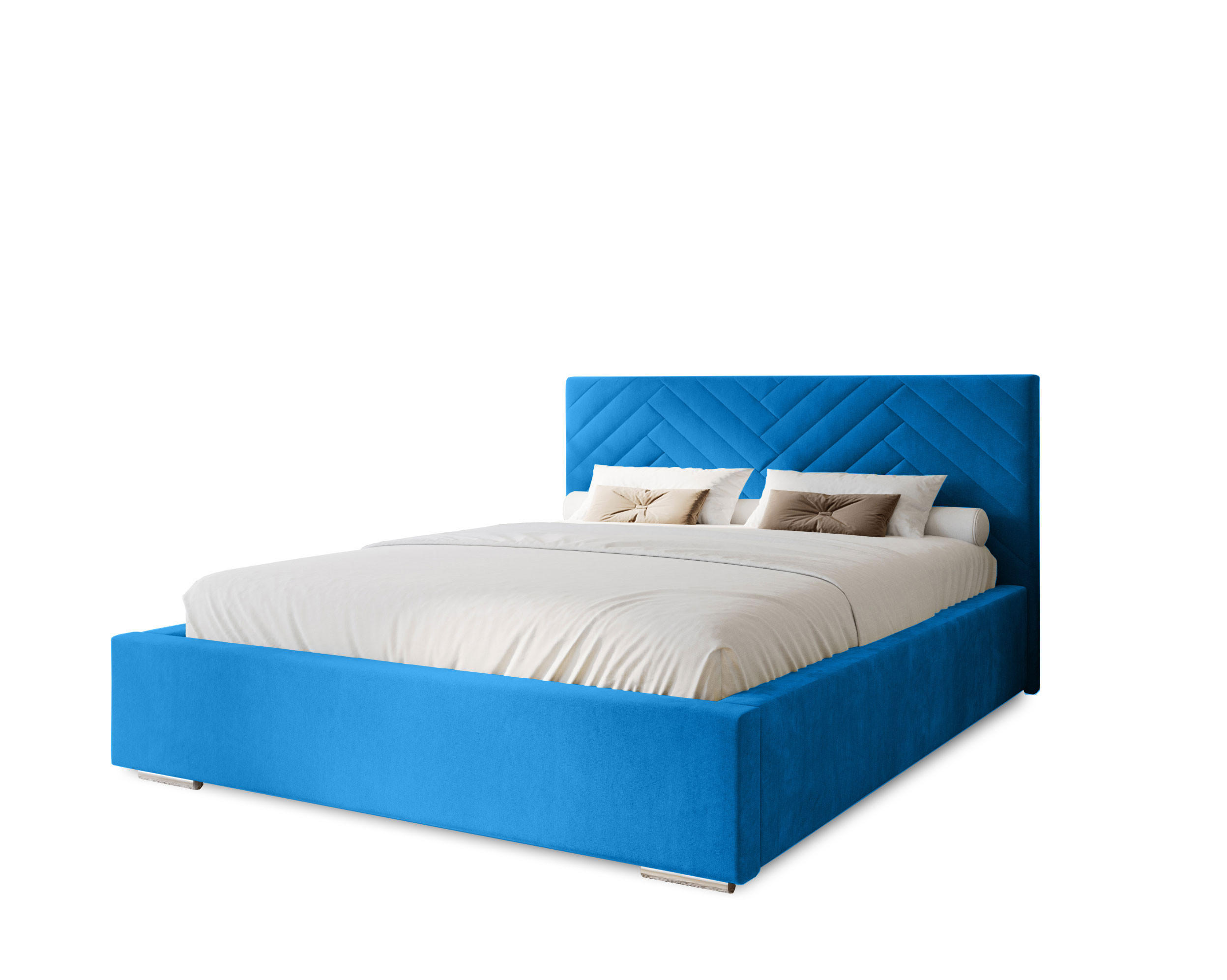 POLSTERBETT Aura 120x200 cm, Doppelbett mit Bettkasten und Lattenrost aus Holz, Velourstoff: Blau - Blau, Holz/Kunststoff (120/200cm) - Marpur