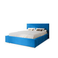 POLSTERBETT Aura 120x200 cm, Doppelbett mit Bettkasten, Lattenrost und Matratze aus Holz, Velourstoff: Blau - Blau, Holz/Kunststoff (120/200cm) - Marpur