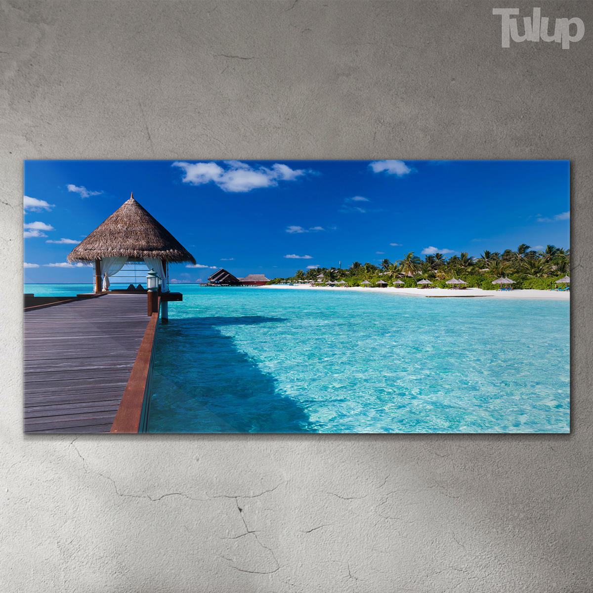 GLASBILD 120x60 cm Tropische Insel - Türkis/Rotbraun, Glas (120/60cm) - TULUP