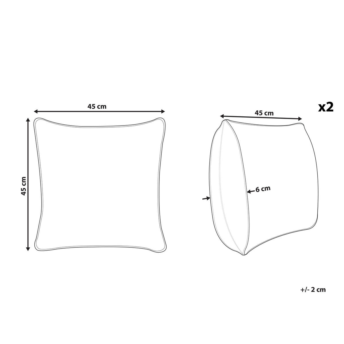 DEKOKISSEN 2er-Set Weiß 45/45 cm Yasmin - Weiß, Naturmaterialen/Textil (45/45cm) - Beliani