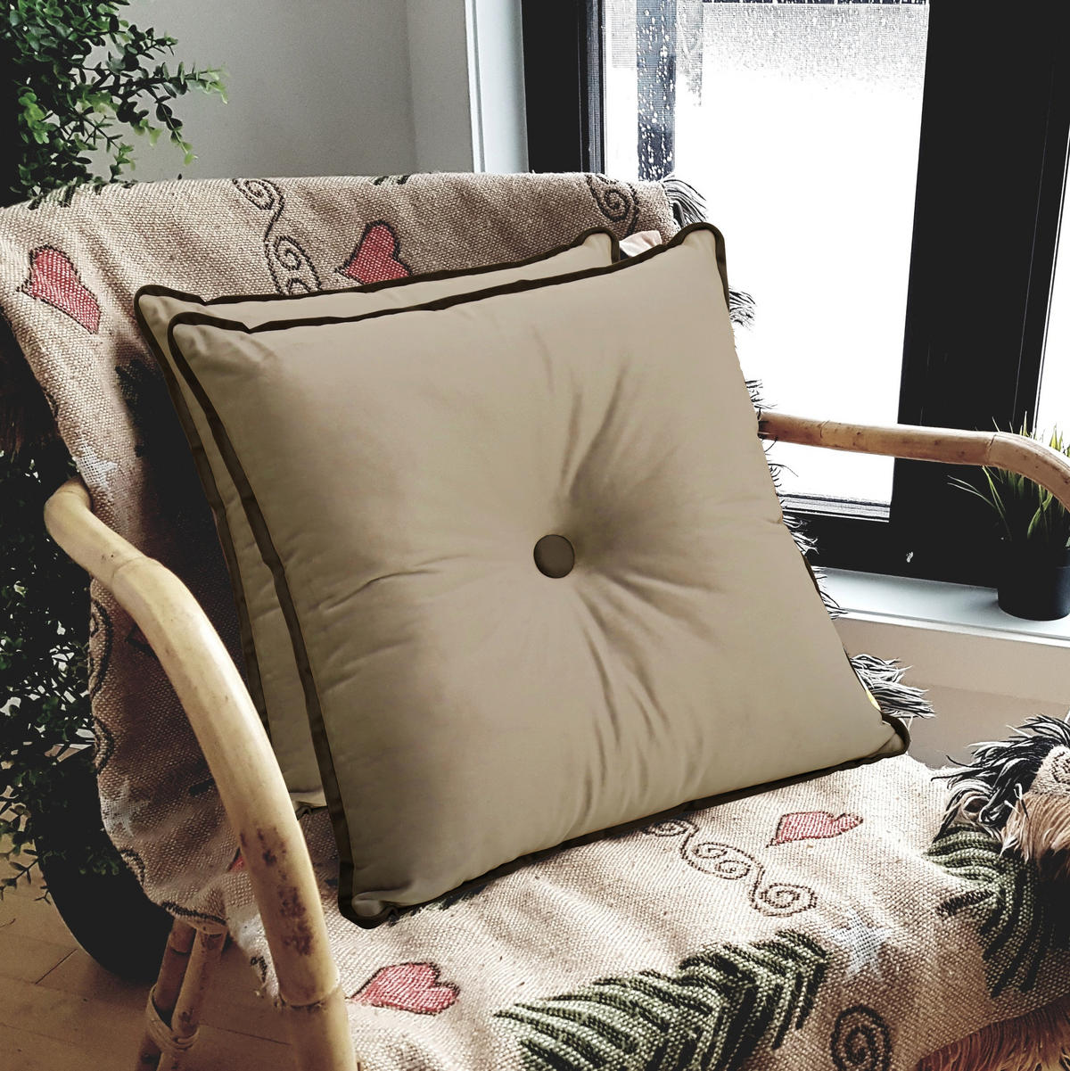 DEKOKISSEN Quadratische Samt 50*50cm - Hellbraun, Textil (50/50cm) - Vercart