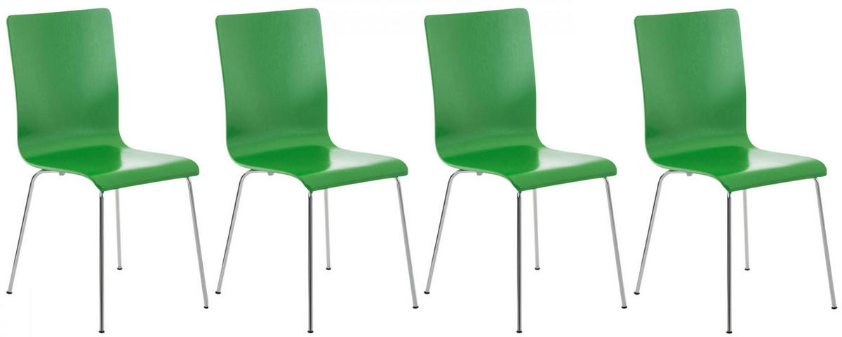 BESUCHERSTUHL 4er Set Holz grün - Grün, Holz/Metall (43/87/47cm) - CLP