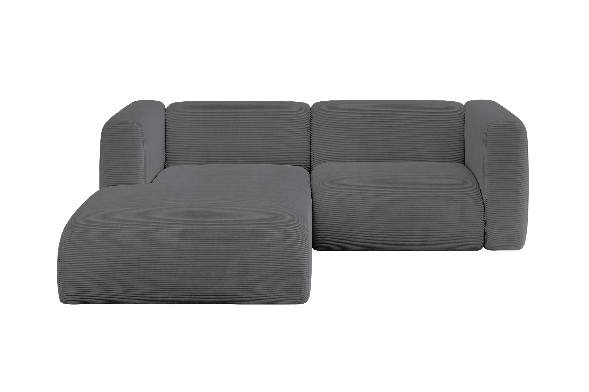 ECKSOFA Ottomane Links MIRA-L1 227x179x89 Dunkelgrau Cord - Dunkelgrau/Schwarz, Holzwerkstoff/Kunststoff (227/179cm) - ALTDECOR