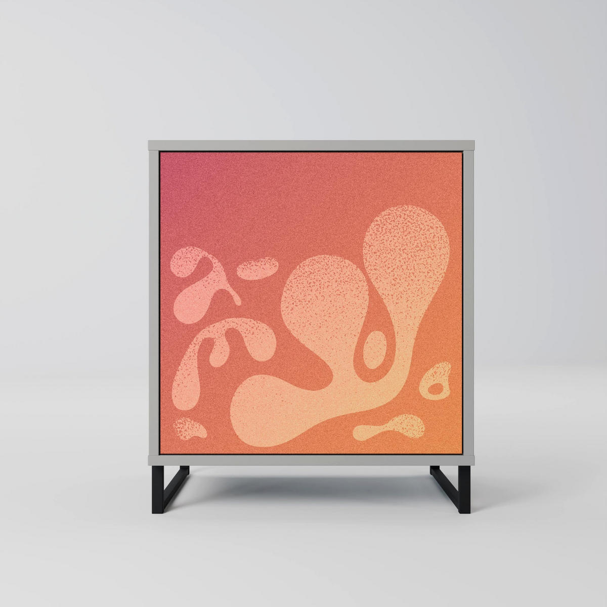 SIDEBOARD IRREGULAR PINK, Grau, 57,5x42x70,5 cm, Schwarze Metall-Sternfüße - Multicolor/Schwarz, Holzwerkstoff/Metall (57.5/70.5/42cm) - SpaceRebels