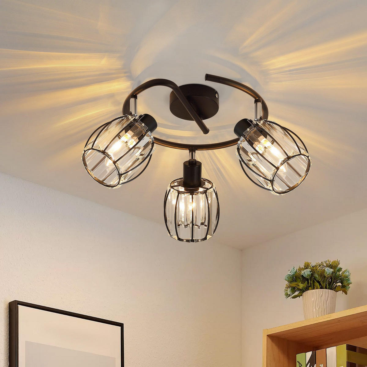 DECKENLEUCHTE Liberto 26/21/21cm - Schwarz, Metall (26/21/21cm) - Nettlife