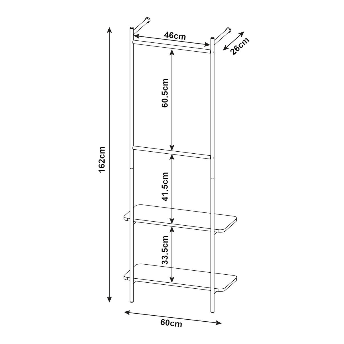 WANDGARDEROBE Bremanger - Schwarz, Holzwerkstoff/Metall (60/162/26cm) - [en.casa]