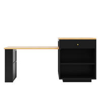 KÜCHENINSEL 122-195.5/70/93.5 cm Schwarz mit Schubladen und RGB LED Lichtleiste - Schwarz, Holz (59/93.5/122.5cm) - Oxeza