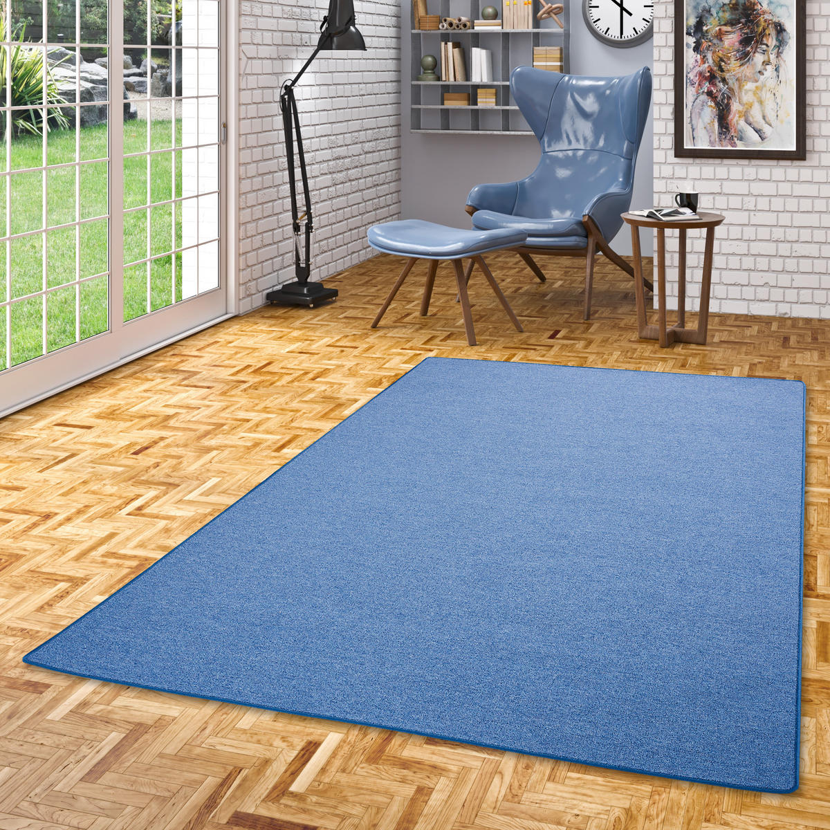 FEINSCHLINGEN VELOUR TEPPICH STRONG - Blau, Textil (160/200cm) - Snapstyle