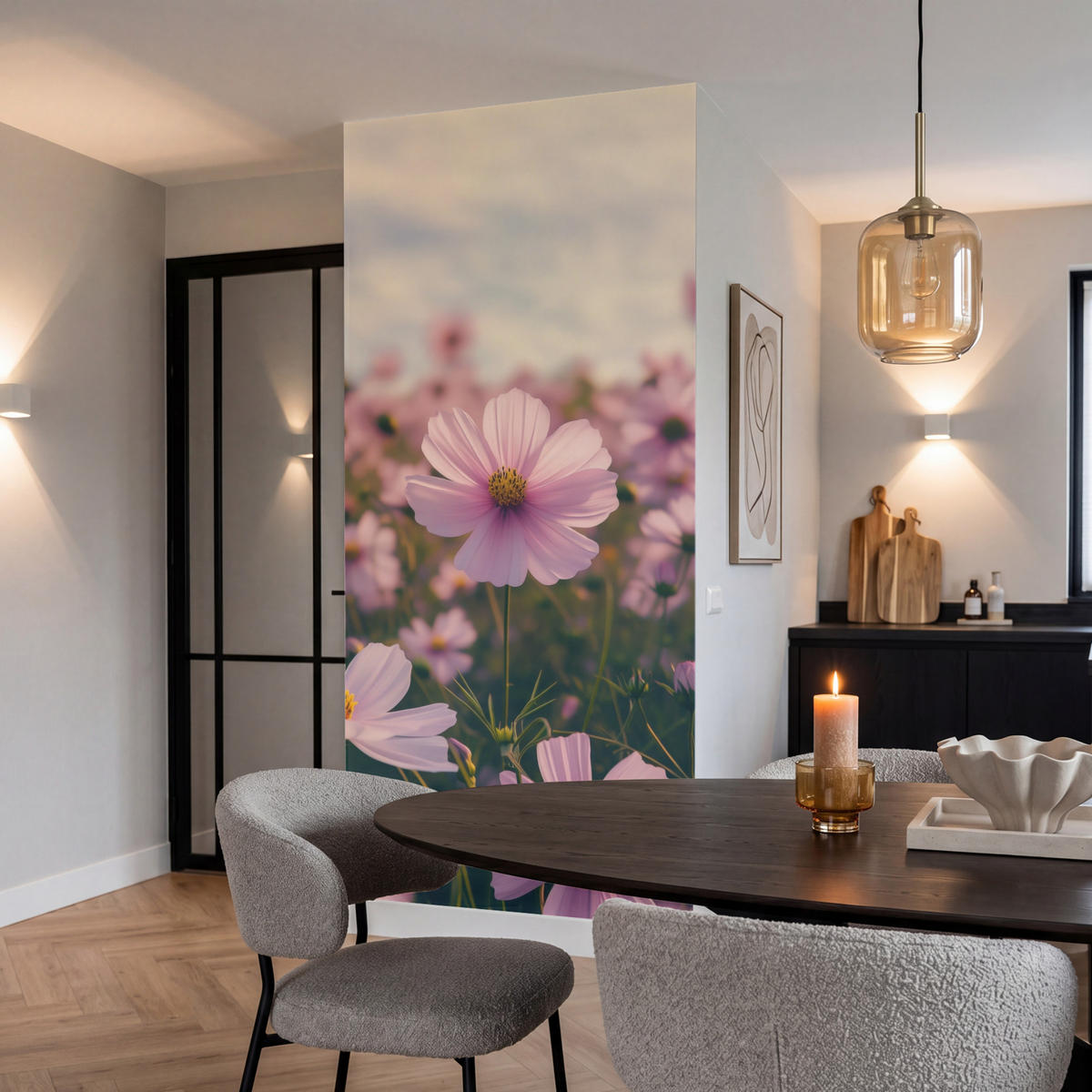 TAPETE - Blumen - Lila - Unscharf - 100x220 cm - Rosa, Papier (100/220cm) - OnlyWow
