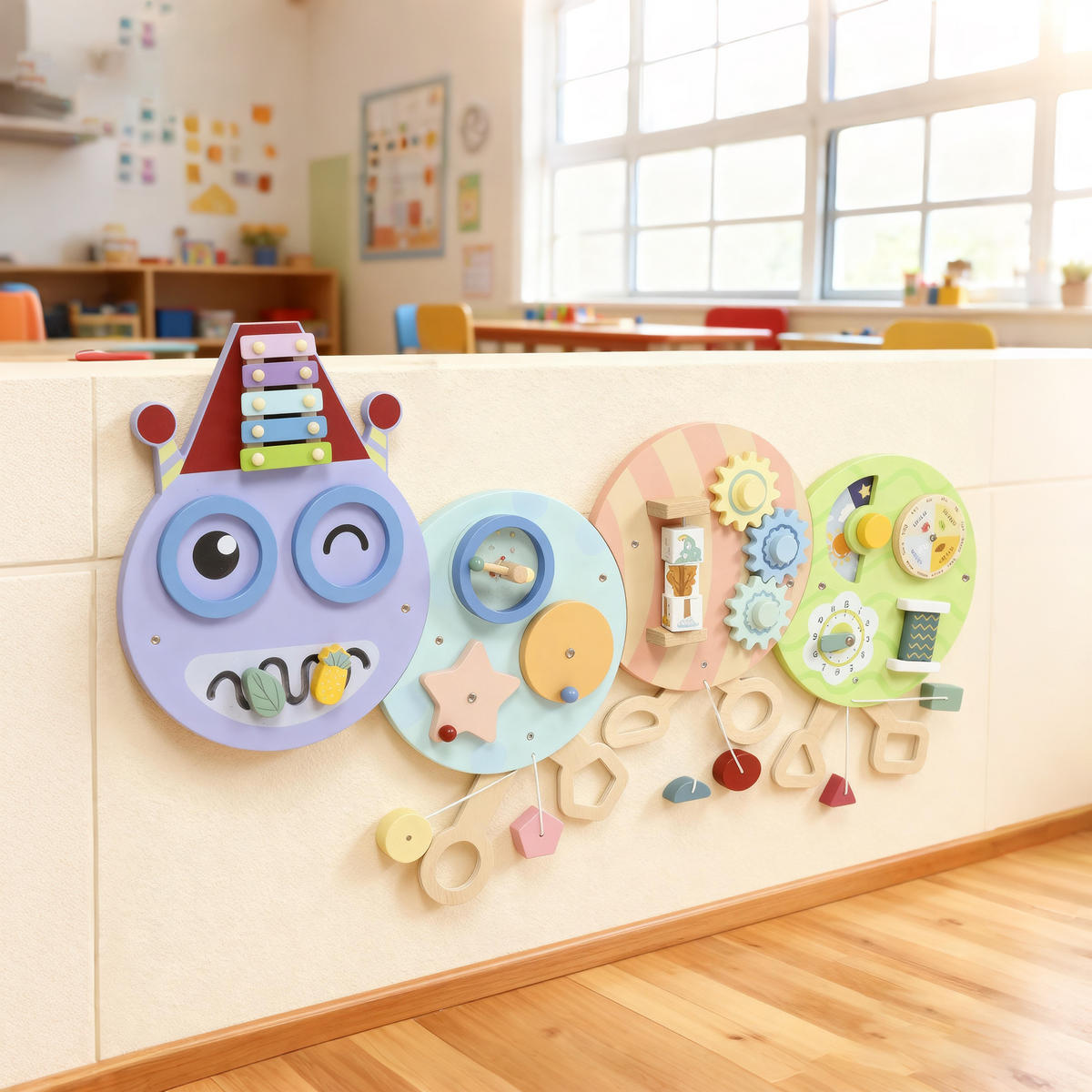 WANDSPIELZEUG DE-10200 7-in-1, Xylophon, Zahnräder, Raupen-Design Bunt - Multicolor, Holzwerkstoff (8/62/108cm) - ComfortXL