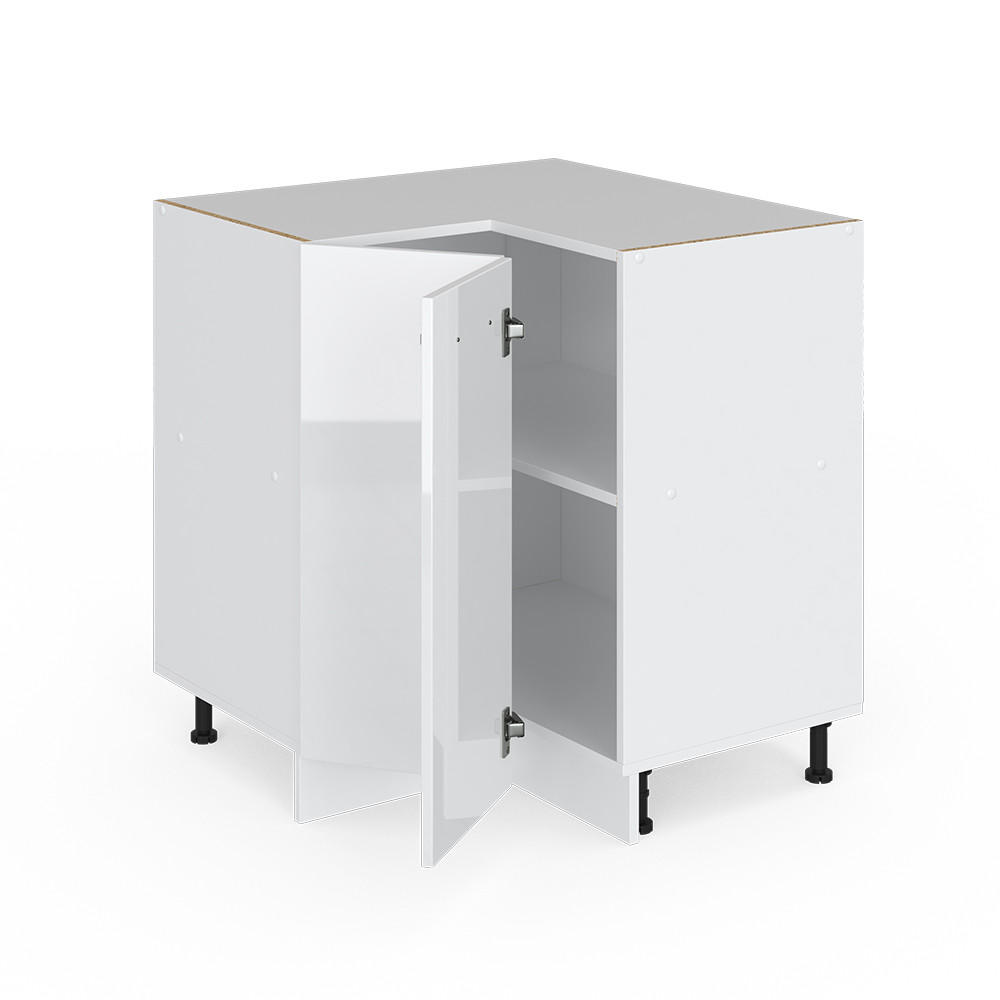ECKUNTERSCHRANK R-Line Weiß Hochglanz 75.6 cm ohne AP - Weiß Hochglanz/Weiß, Holzwerkstoff (75.6/81.6/46cm) - Vicco