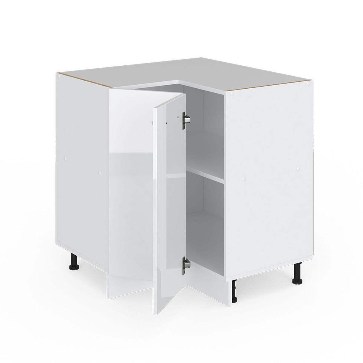 ECKUNTERSCHRANK R-Line Weiß Hochglanz 75.6 cm ohne AP - Weiß Hochglanz/Weiß, Holzwerkstoff (75.6/81.6/46cm) - Vicco
