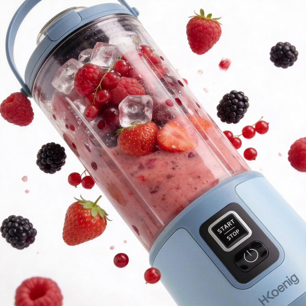 TRAGBARER kabelloser Mini-Mixer MOOTH16 in Blau - Blau, Metall (8.2/26.6/9.2cm) - HKoenig