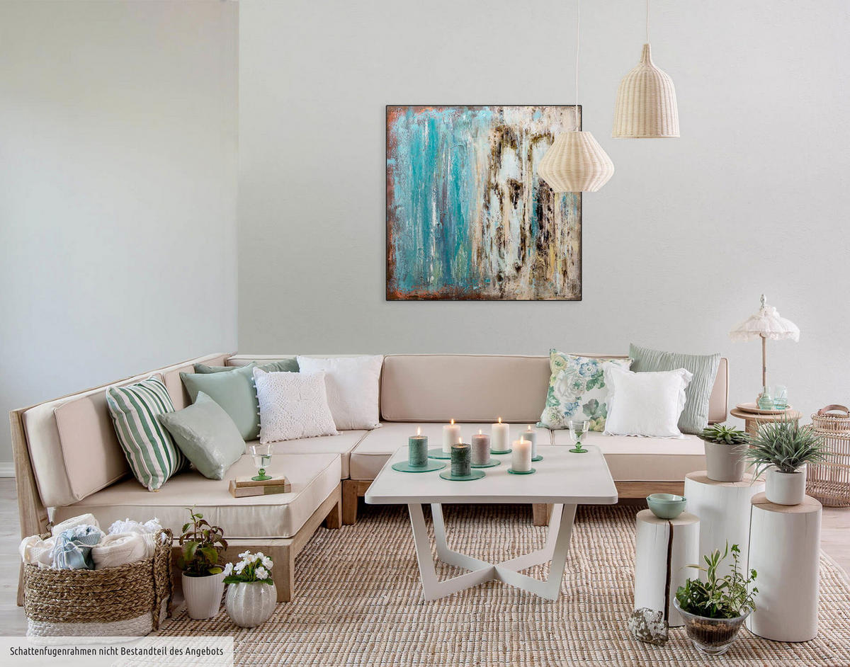 ÖLGEMÄLDE 80/80 cm - Blau/Braun, Holz/Textil (1.54/80cm) - KUNSTLOFT