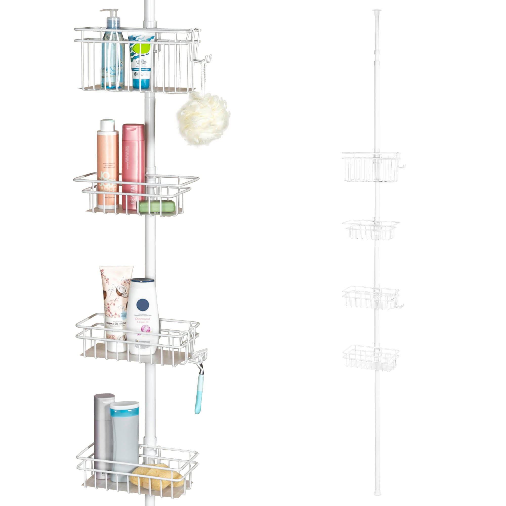 TELESKOP-BADREGAL, Metall, weiß - Weiß, Metall (30/290/30cm) - bremermann