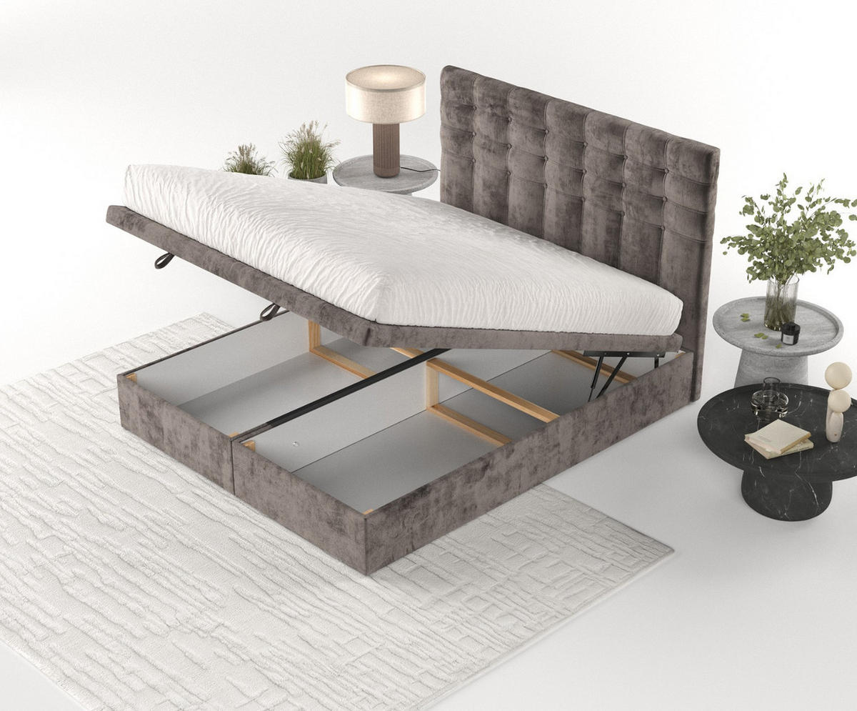 POLSTERBETT Callo mit Stauraum 200/200 cm Braun im Lotta Stoff - Schwarz/Braun, Holz/Holzwerkstoff (200/200cm) - AltaBeds