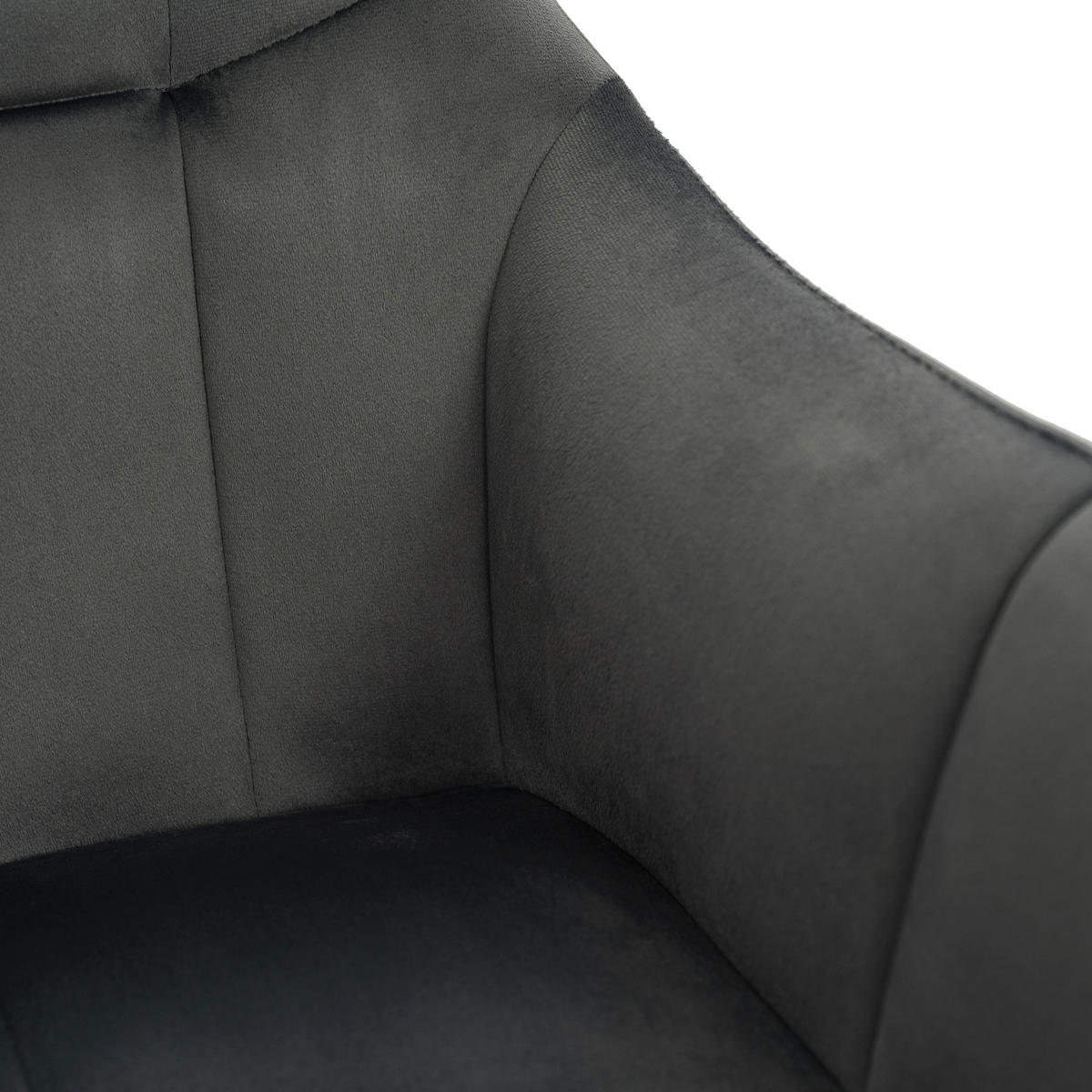 STUHL FANO drehbar gepolsterter mit Steppung - grau - Velour - Schwarz/Grau, Textil/Metall (58/83/59cm) - NEW HOME